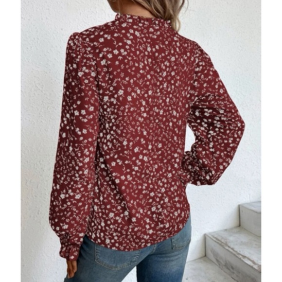 Boho floral print flounce sleeve blouse - Picture 3 of 6